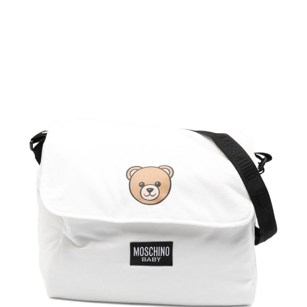Borsa per neonati Moschino Kids bianca con stampa Teddy Bear - Rubino Kids
