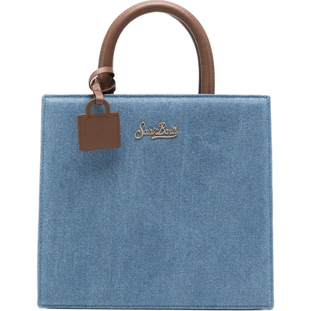 Borsa Shop Bag MC2 Saint Barth denim con logo frontale in metallo - Rubino Kids
