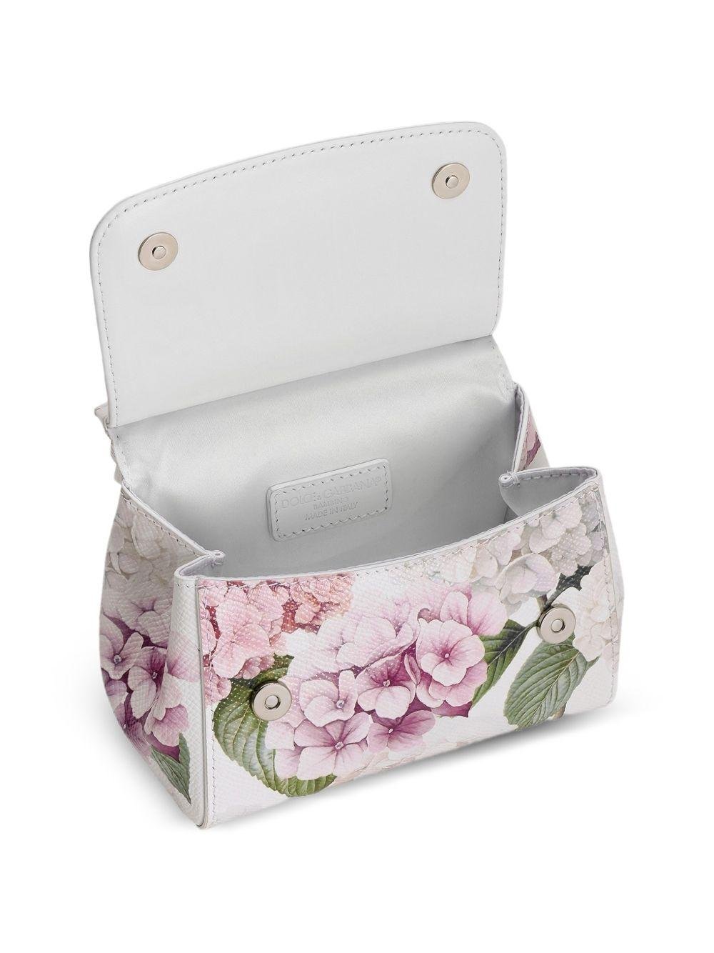 Borsa Sicily mini per bambina Dolce & Gabbana Kids bianca con stampa a fiori - Rubino Kids