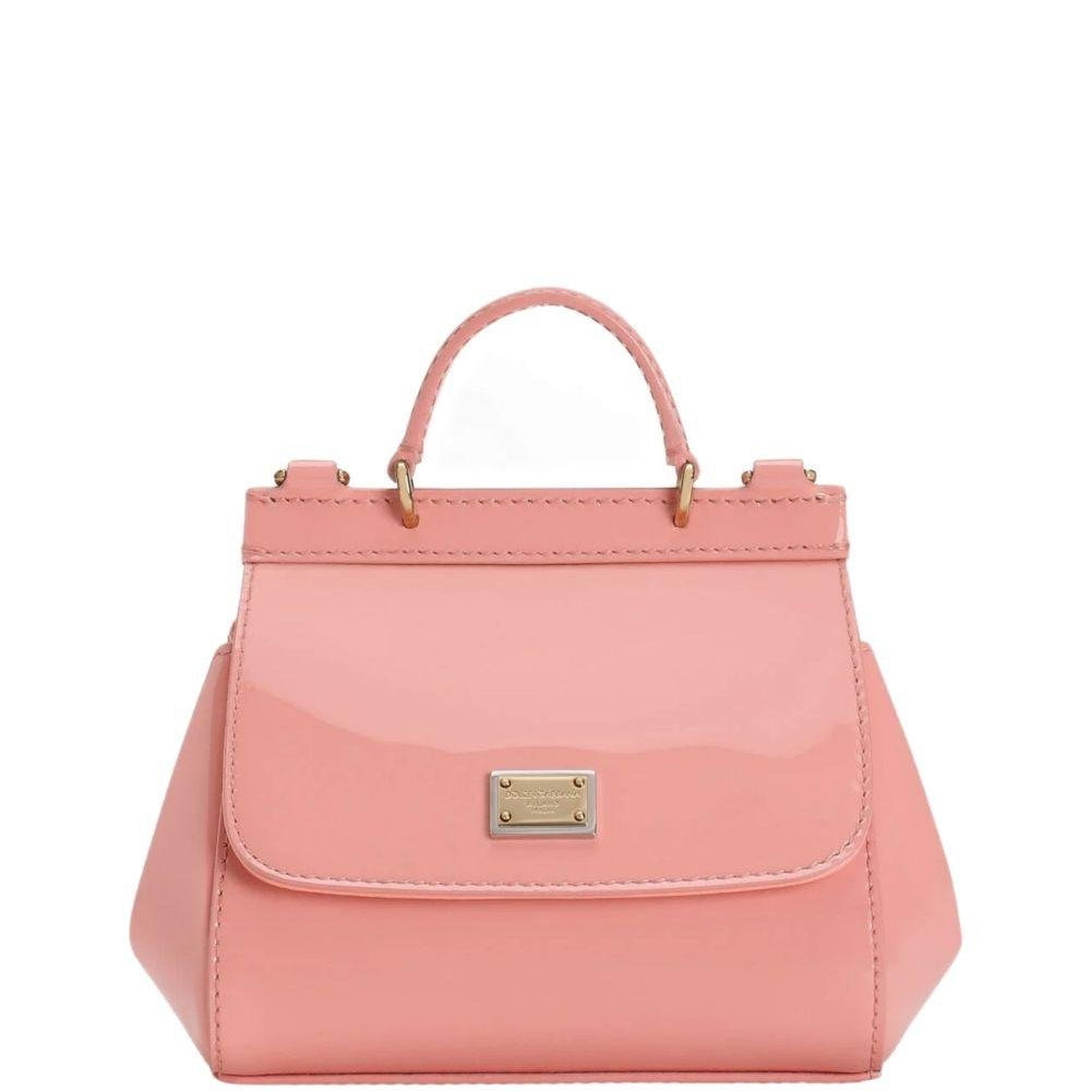 Borsa Sicily mini per bambina Dolce & Gabbana Kids rosa con finitura lucida - Rubino Kids