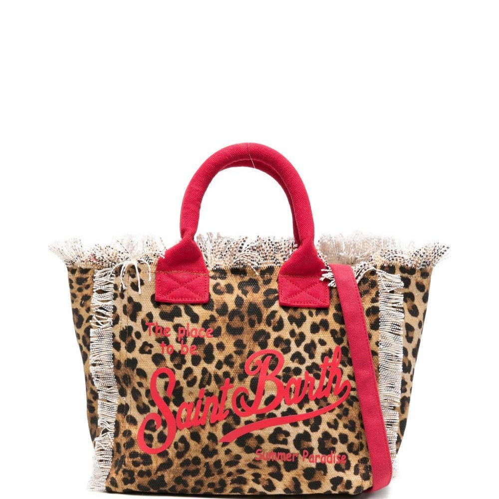 Borsa tote Colette MC2 Saint Barth animalier con manici rossi - Rubino Kids