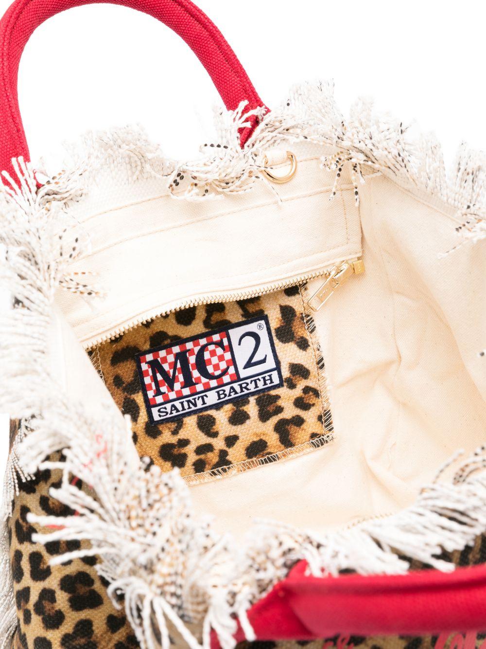 Borsa tote Colette MC2 Saint Barth animalier con manici rossi - Rubino Kids