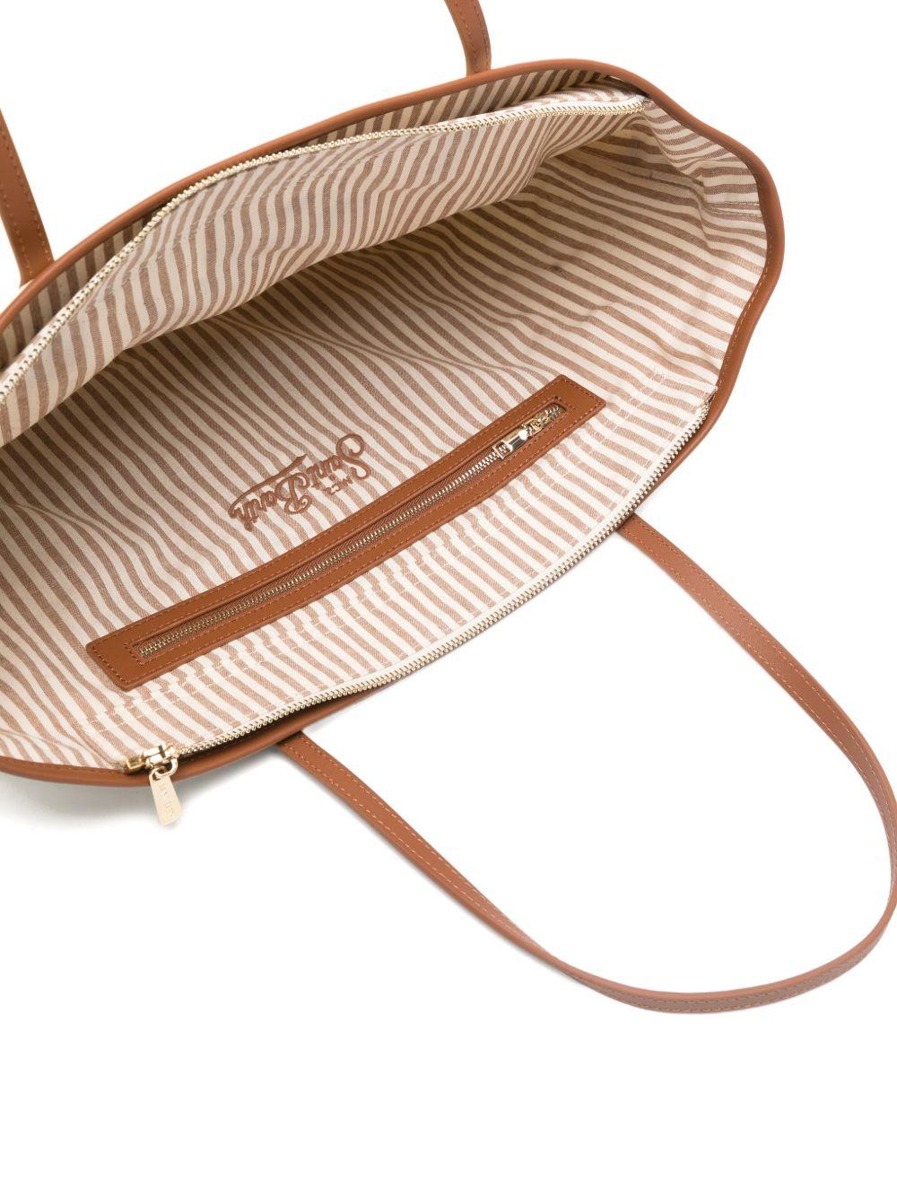 Borsa tote Lou MC2 Saint Barth beige con logo ricamato - Rubino Kids