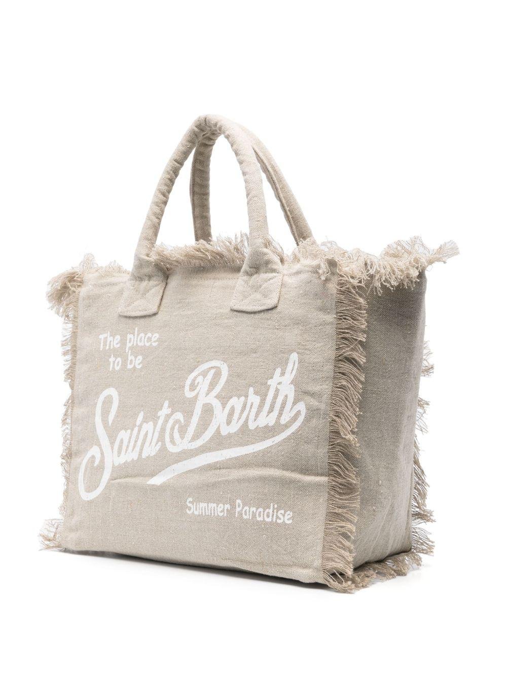 Borsa tote Vanity MC2 Saint Barth beige con stampa logo - Rubino Kids