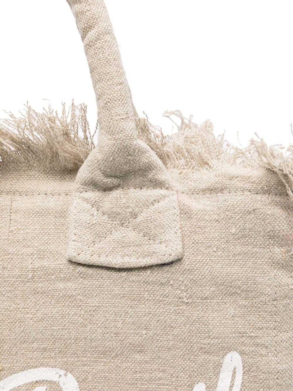 Borsa tote Vanity MC2 Saint Barth beige con stampa logo - Rubino Kids