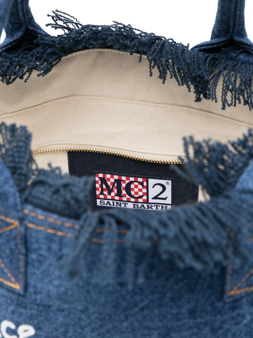 Borsa Vanity MC2 Saint Barth denim con dettaglio frange - Rubino Kids