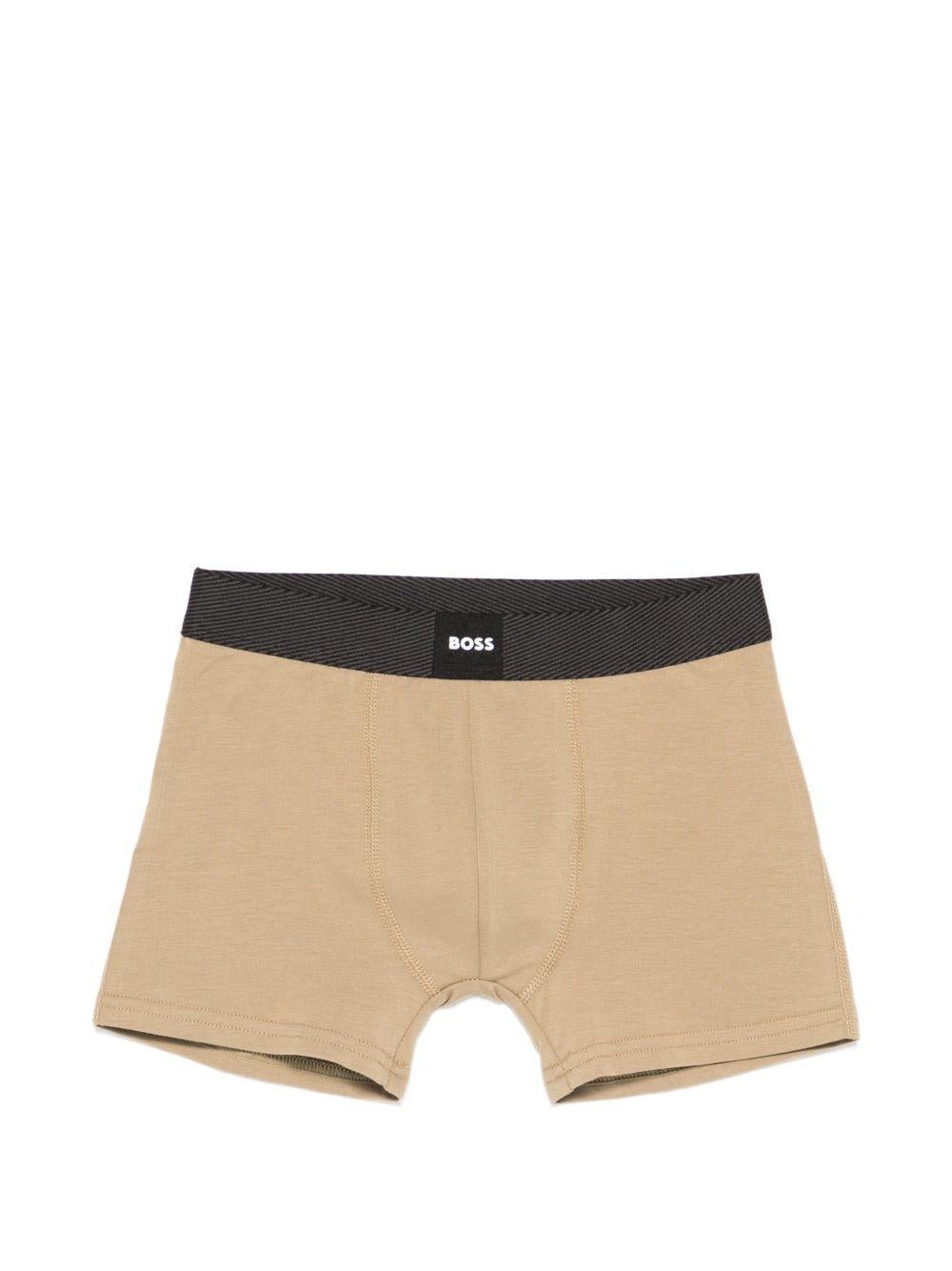 Boxer per bambino Boss Kidswear nero e beige con elastico in vita con logo (confezione da due) - Rubino Kids