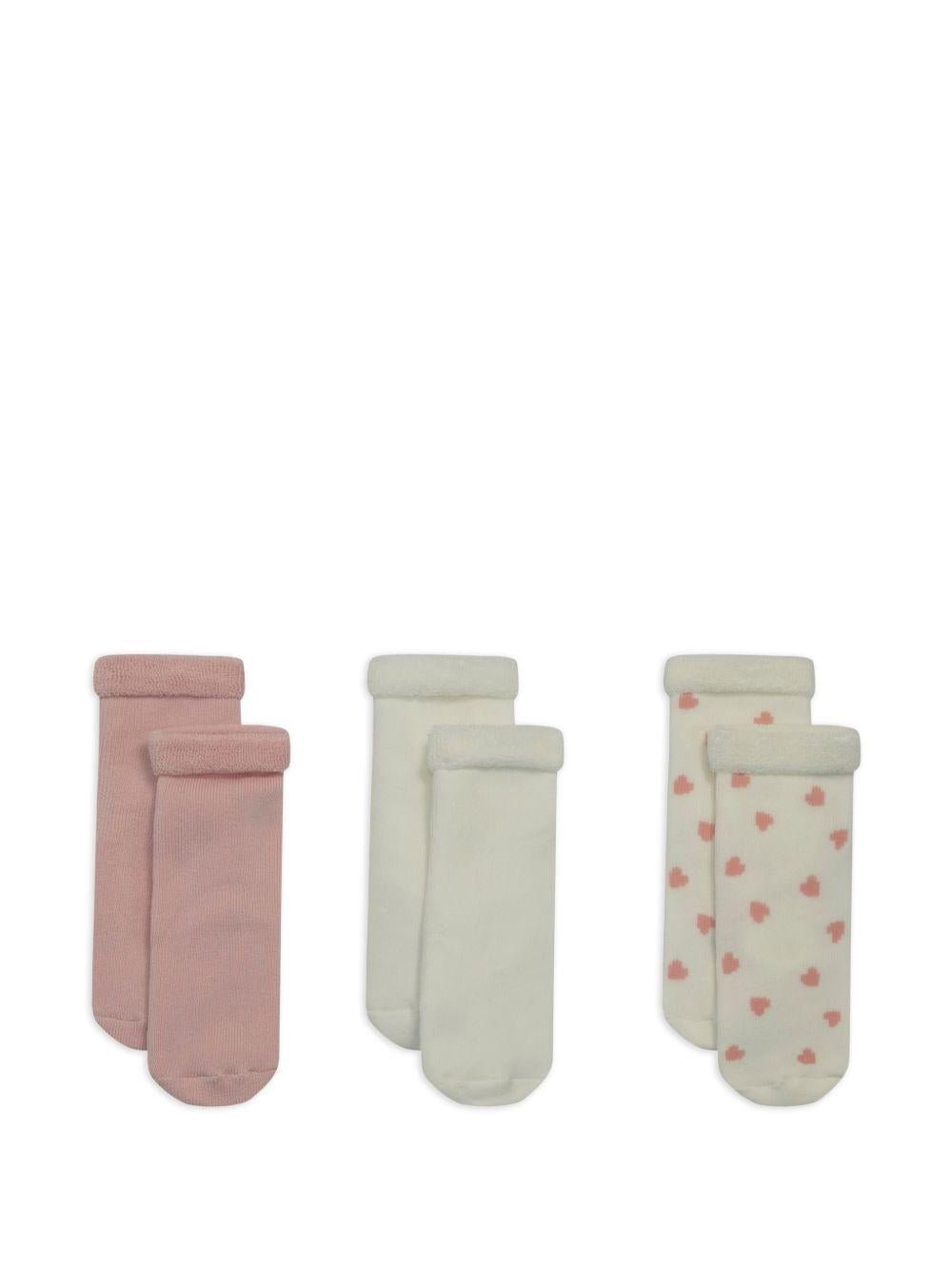 Calzini per neonata Petit Bateau rosa con orli a coste (3 pezzi) - Rubino Kids