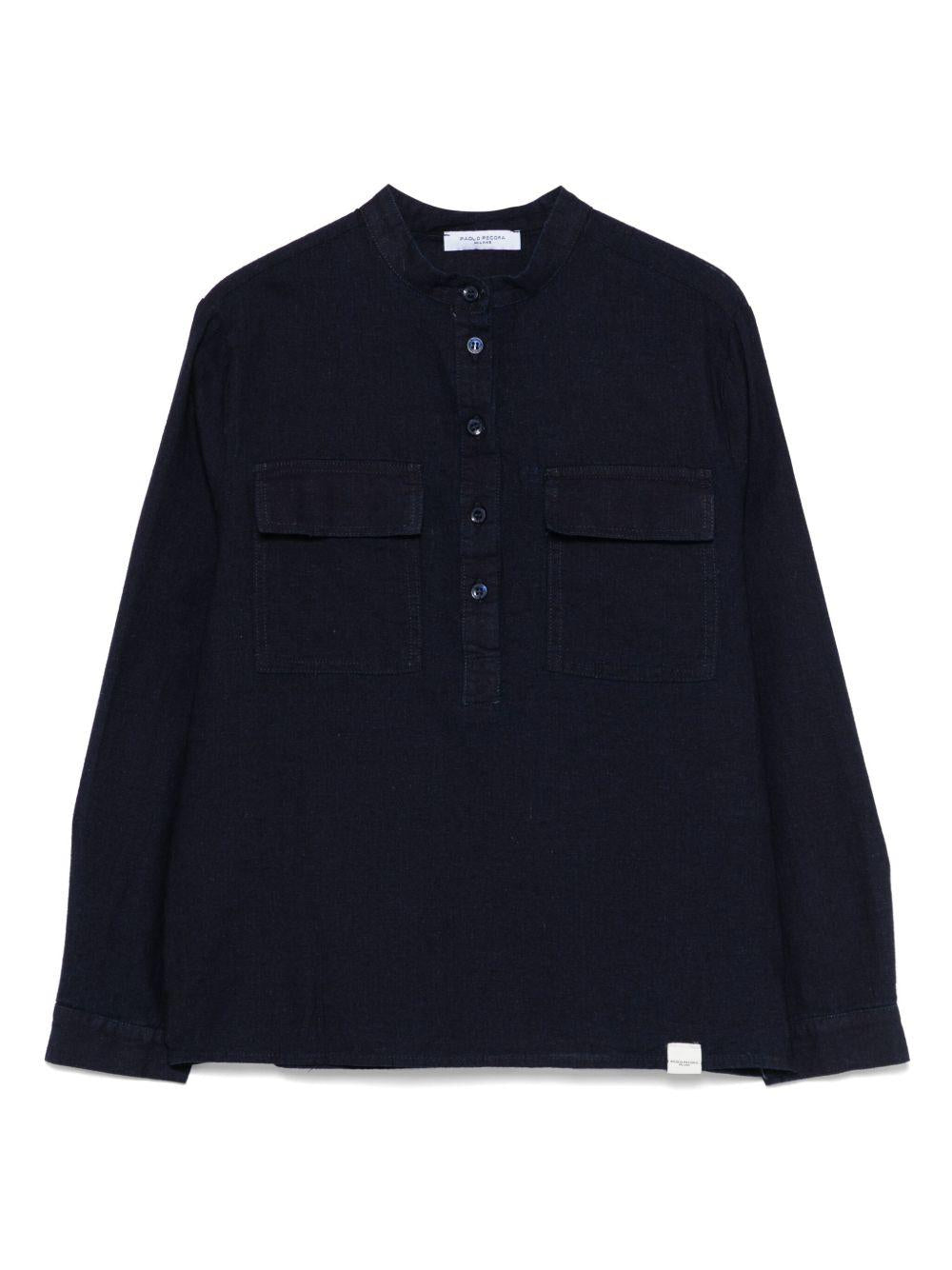 Camicia a maniche lunghe per bambino Paolo Pecora Kids blu con orlo dritto - Rubino Kids