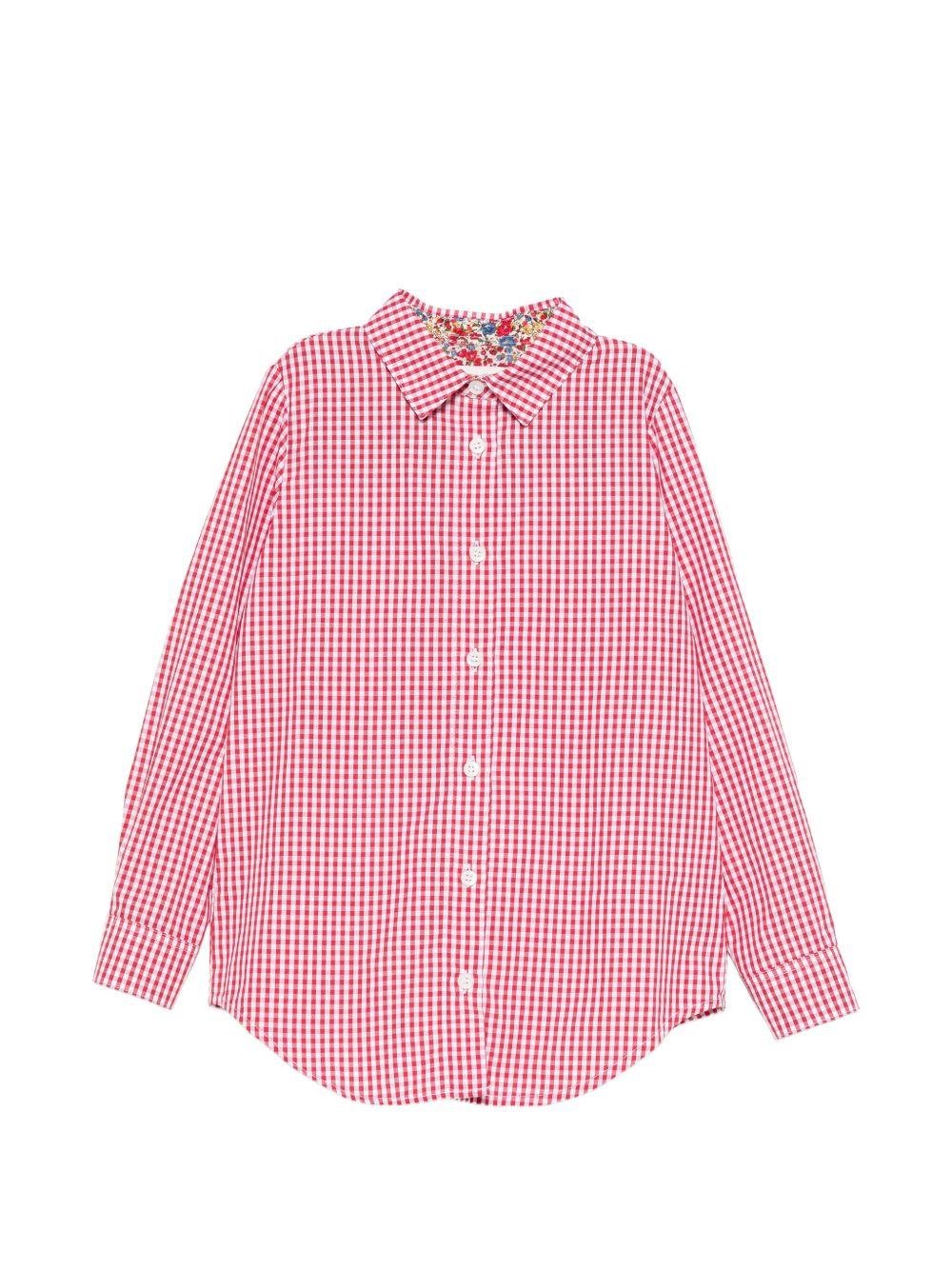 Camicia Brigitte per bambina MC2 Saint Barth Kids rossa con design a quadri - Rubino Kids