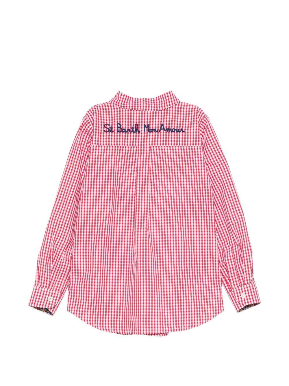 Camicia Brigitte per bambina MC2 Saint Barth Kids rossa con design a quadri - Rubino Kids
