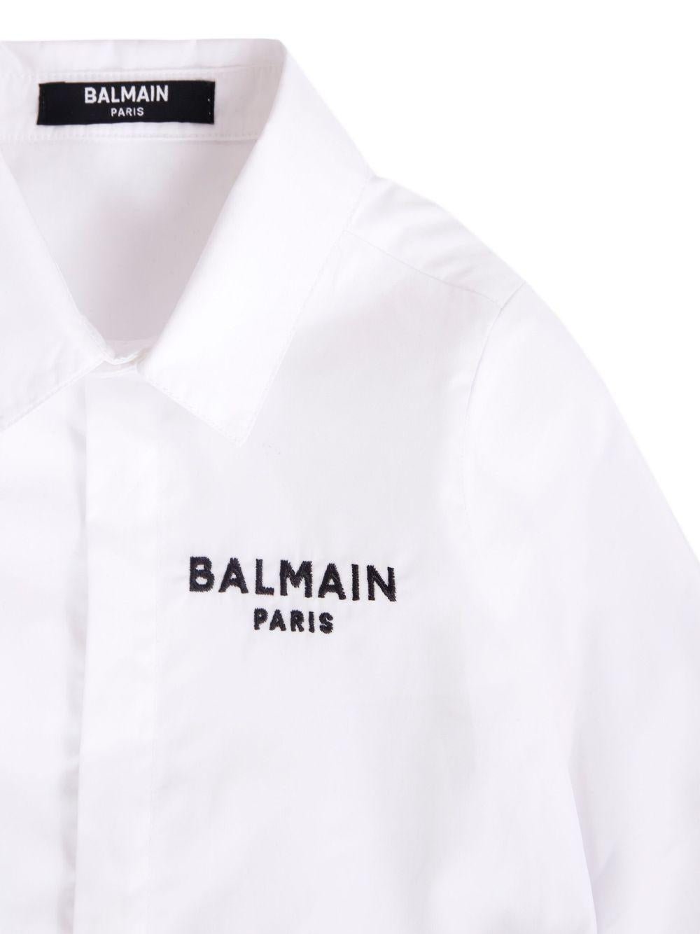 Camicia con logo per neonato Balmain Kids bianca ricamata - Rubino Kids