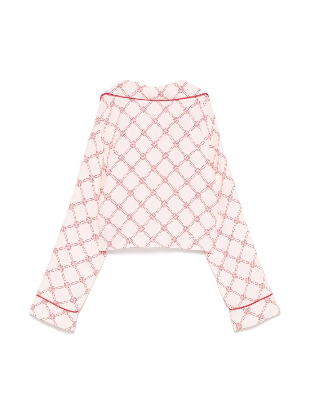 Camicia con stampa per bambina Elisabetta Franchi La Mia Bambina rosa con colletto con revers - Rubino Kids