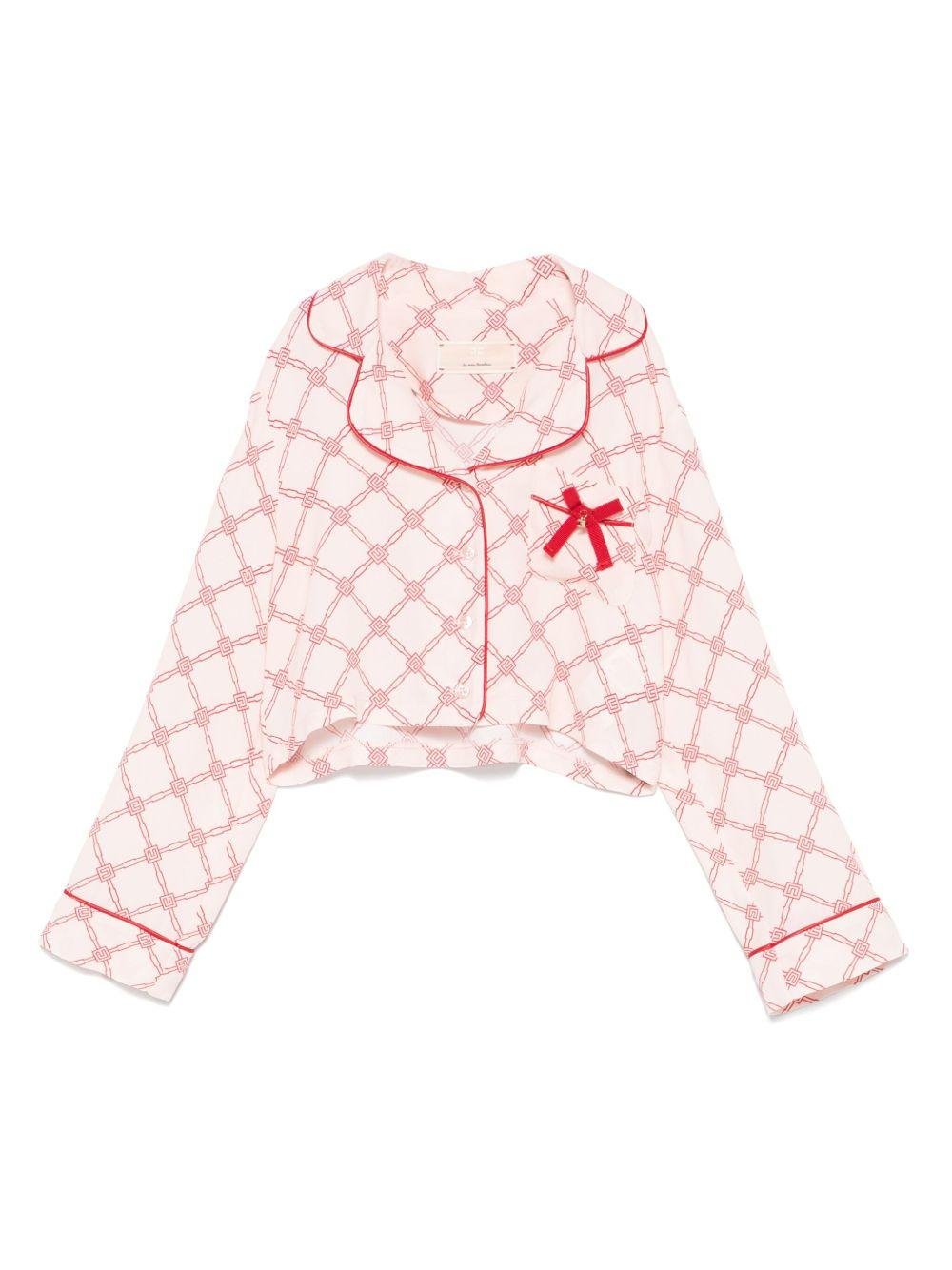 Camicia con stampa per bambina Elisabetta Franchi La Mia Bambina rosa con colletto con revers - Rubino Kids