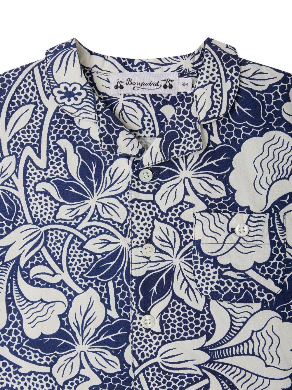 Camicia Gerald per neonato Bonpoint blu con colletto alla cubana - Rubino Kids