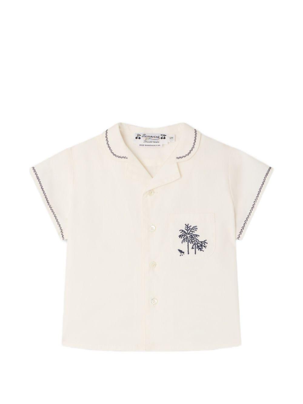 Camicia Lennard per neonato Bonpoint bianca con colletto alla cubana - Rubino Kids