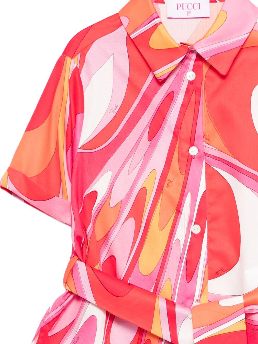 Camicia per bambina Emilio Pucci Junior multicolore con stampa grafica all - over - Rubino Kids