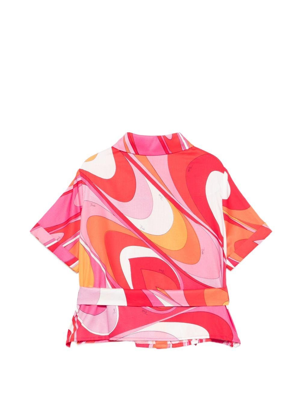 Camicia per bambina Emilio Pucci Junior multicolore con stampa grafica all - over - Rubino Kids