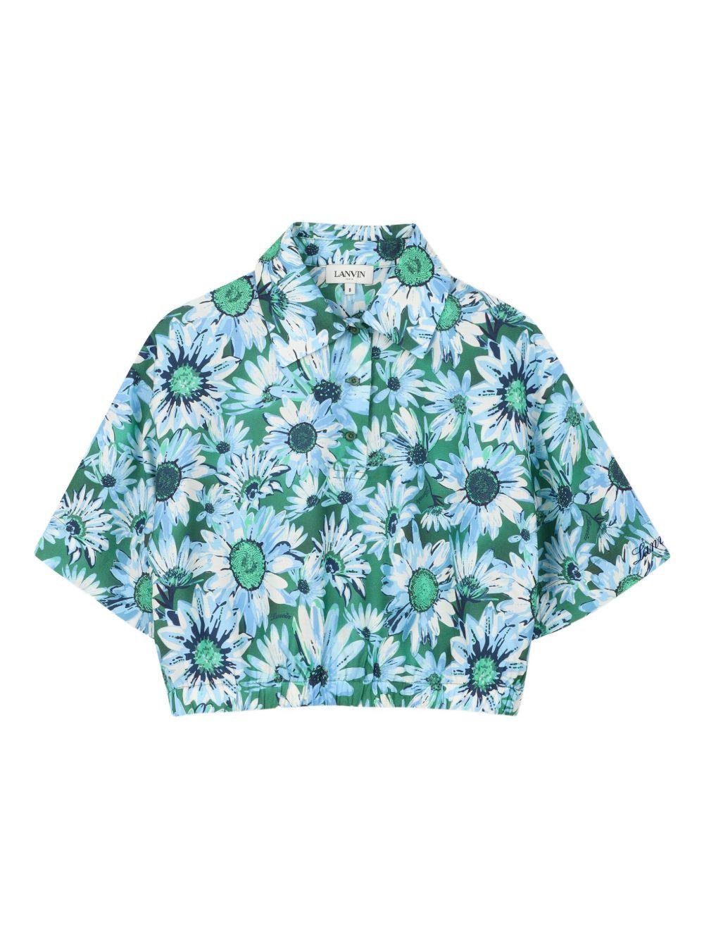 Camicia per bambina Lanvin Enfant multicolor con stampa a fiori - Rubino Kids