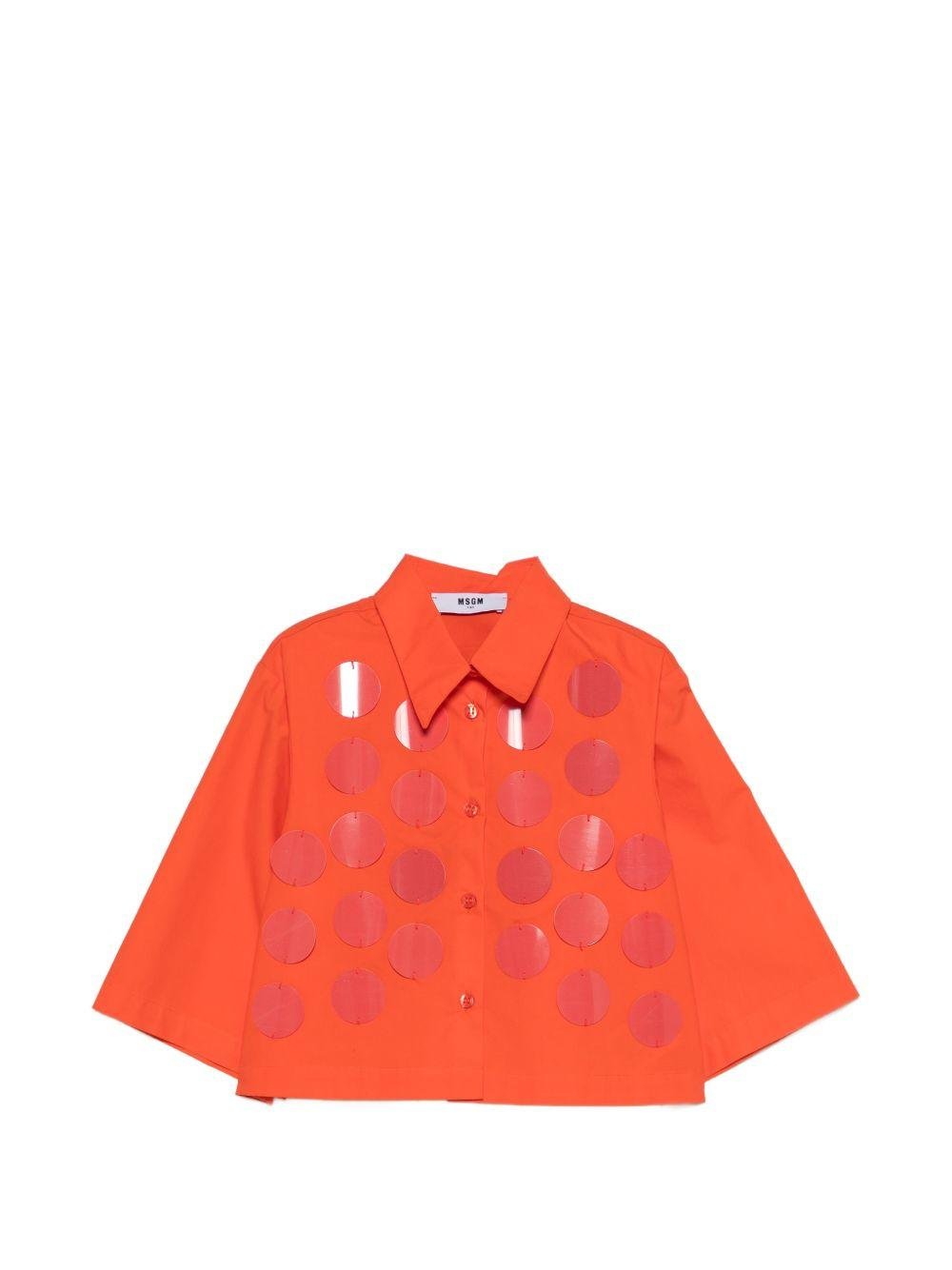 Camicia per bambina MSGM Kids arancione con dettagli a pois fucsia - Rubino Kids