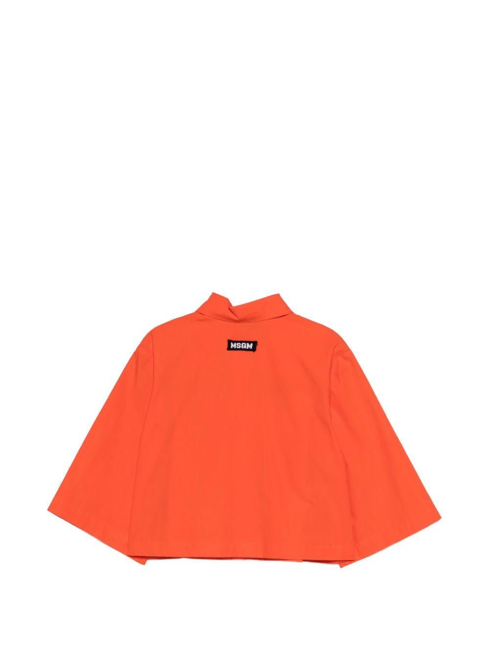 Camicia per bambina MSGM Kids arancione con dettagli a pois fucsia - Rubino Kids