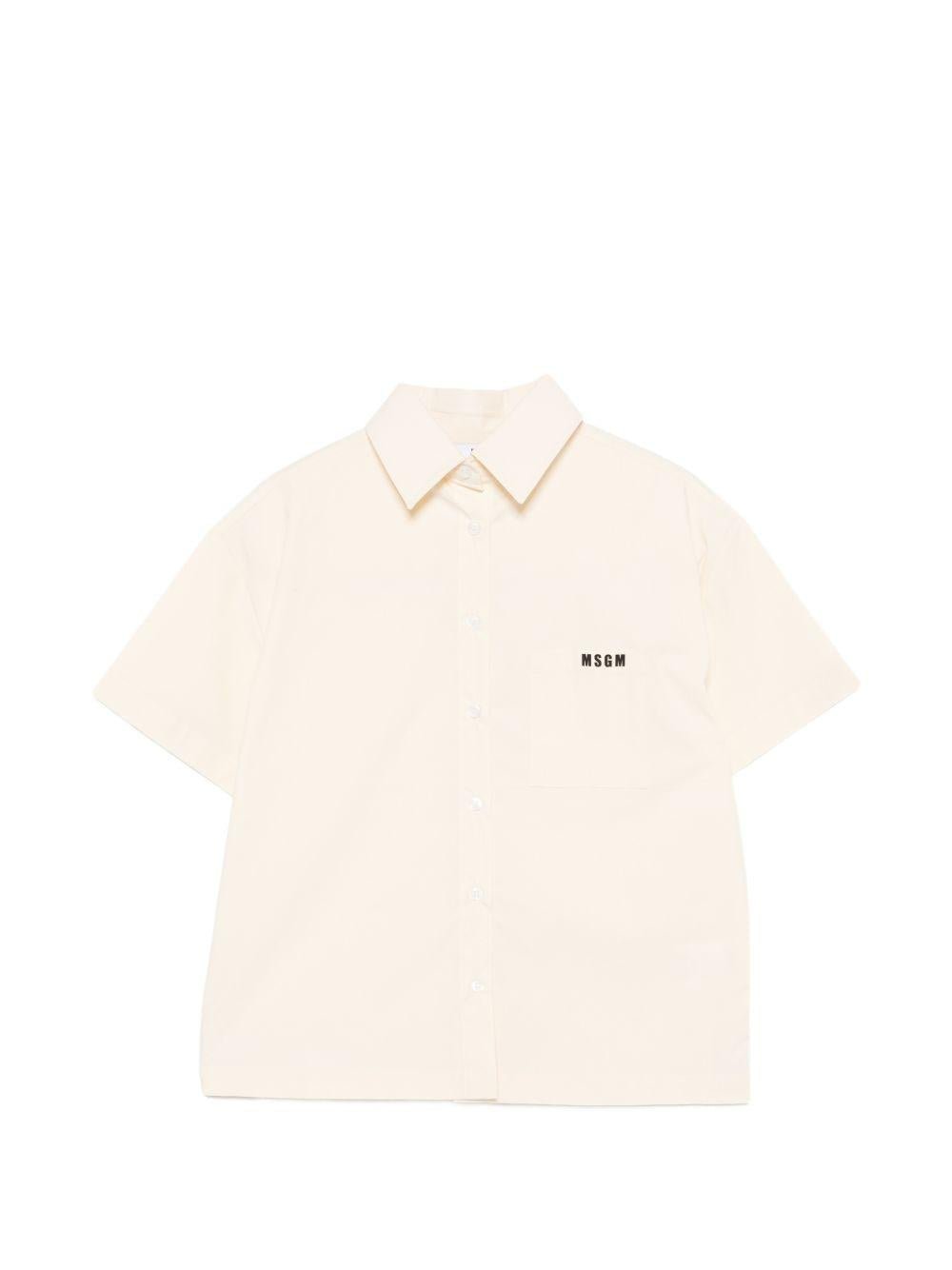 Camicia per bambina MSGM Kids bianca con logo sul davanti - Rubino Kids