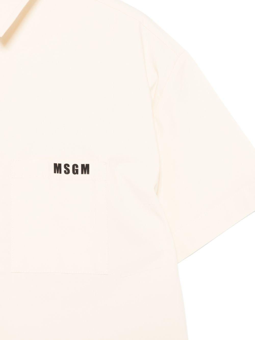Camicia per bambina MSGM Kids bianca con logo sul davanti - Rubino Kids