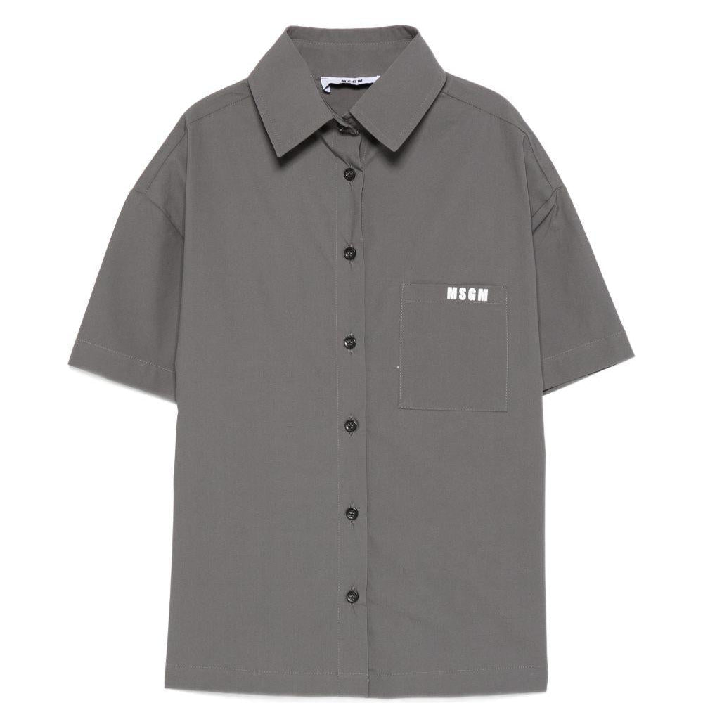 Camicia per bambina MSGM Kids grigia con logo sul davanti - Rubino Kids