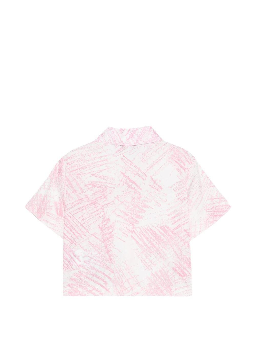 Camicia per bambina MSGM Kids rosa con stampa grafica all - over - Rubino Kids