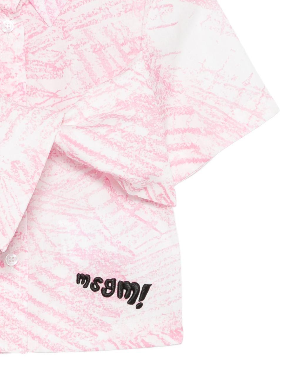 Camicia per bambina MSGM Kids rosa con stampa grafica all - over - Rubino Kids