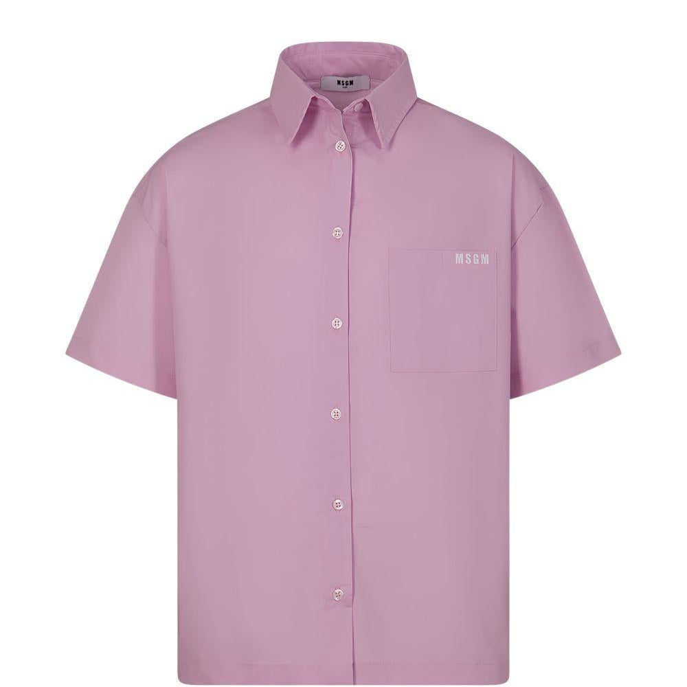 Camicia per bambina MSGM Kids rosa con taschino - Rubino Kids