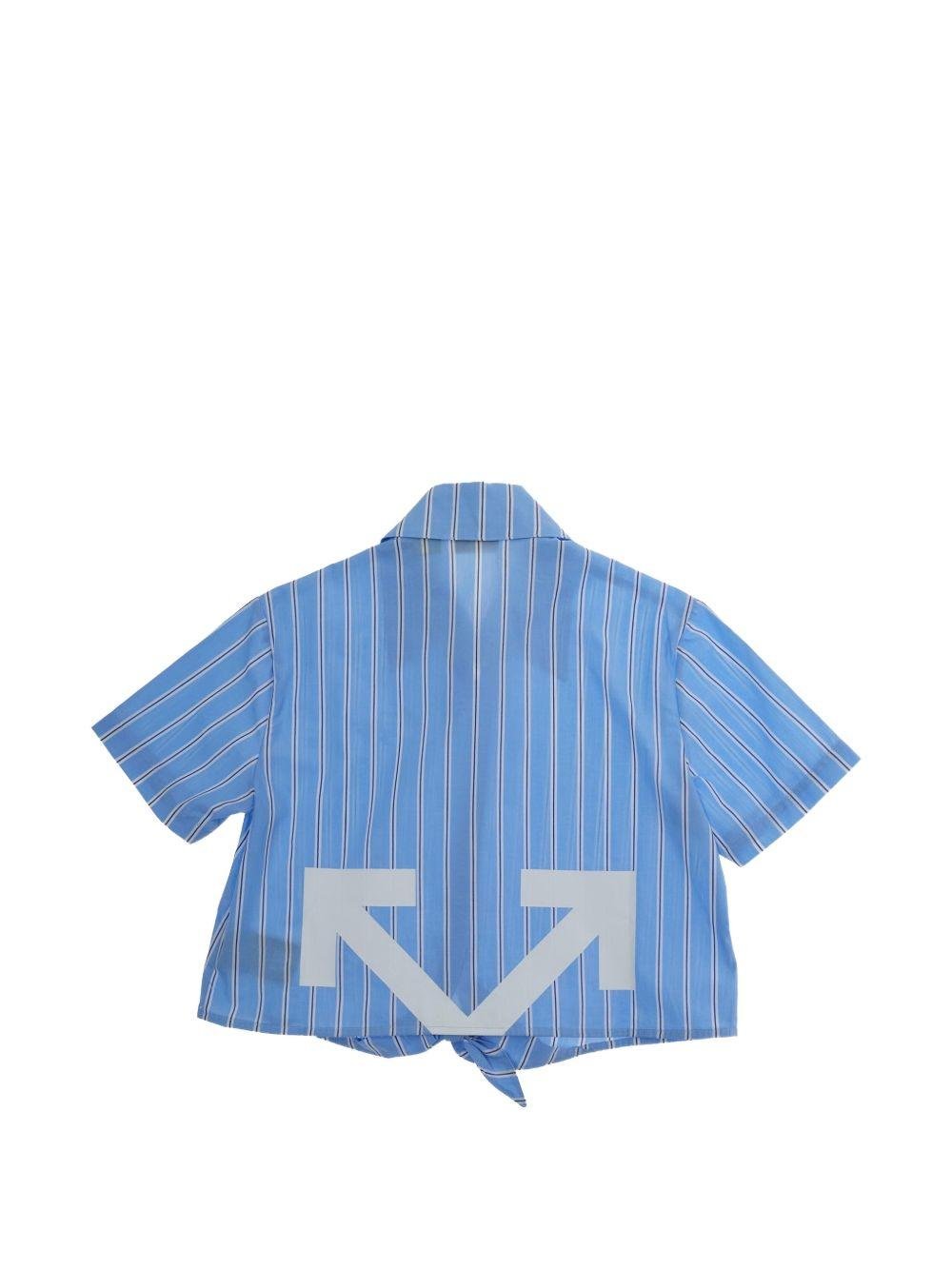 Camicia per bambina Off - White Kids azzurro con design a righe - Rubino Kids