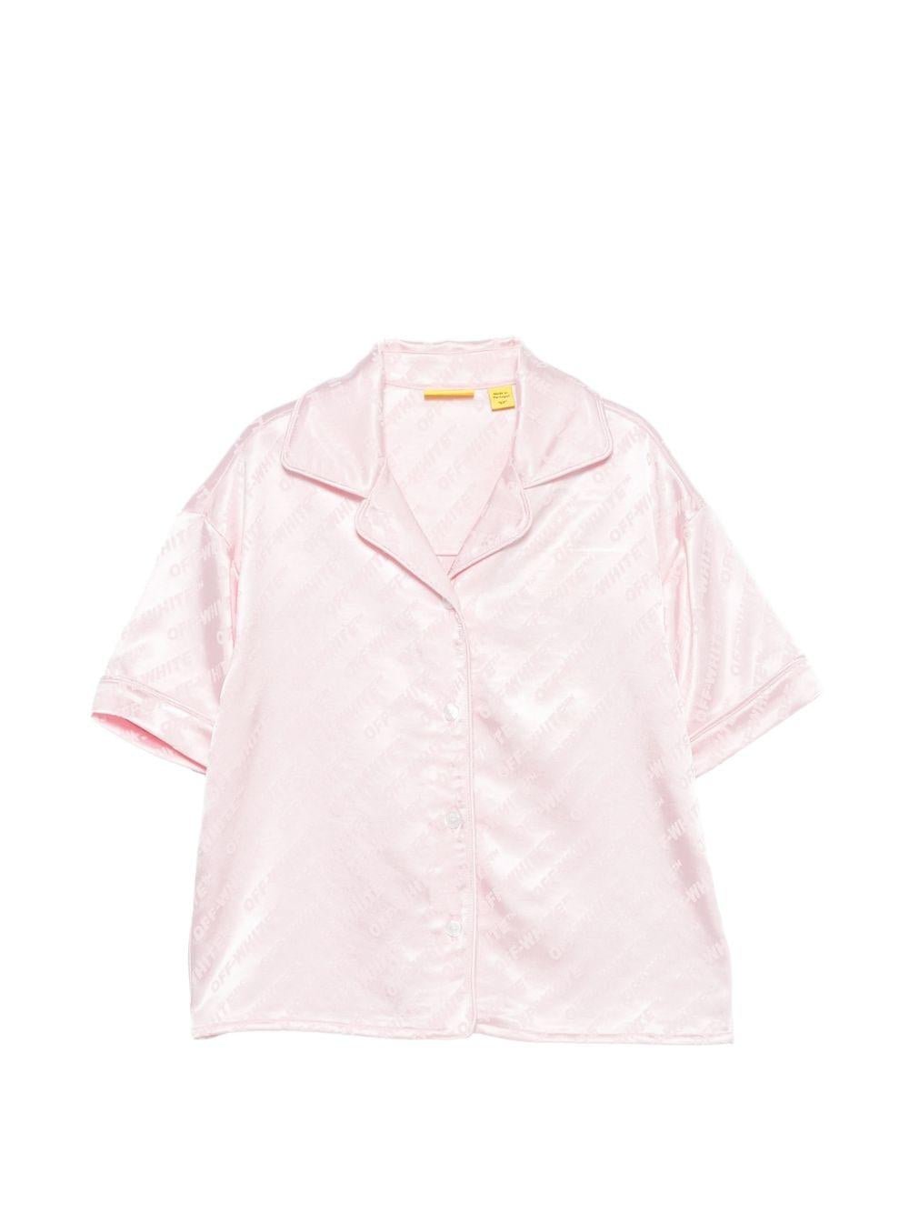 Camicia per bambina Off - White Kids rosa a maniche corte con fantasia - Rubino Kids