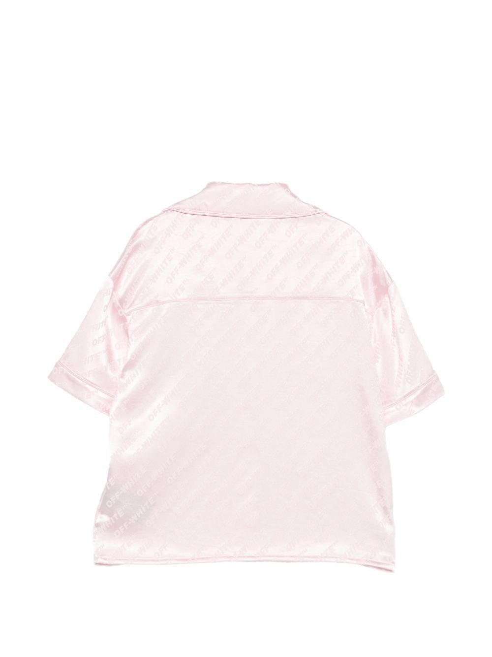 Camicia per bambina Off - White Kids rosa a maniche corte con fantasia - Rubino Kids