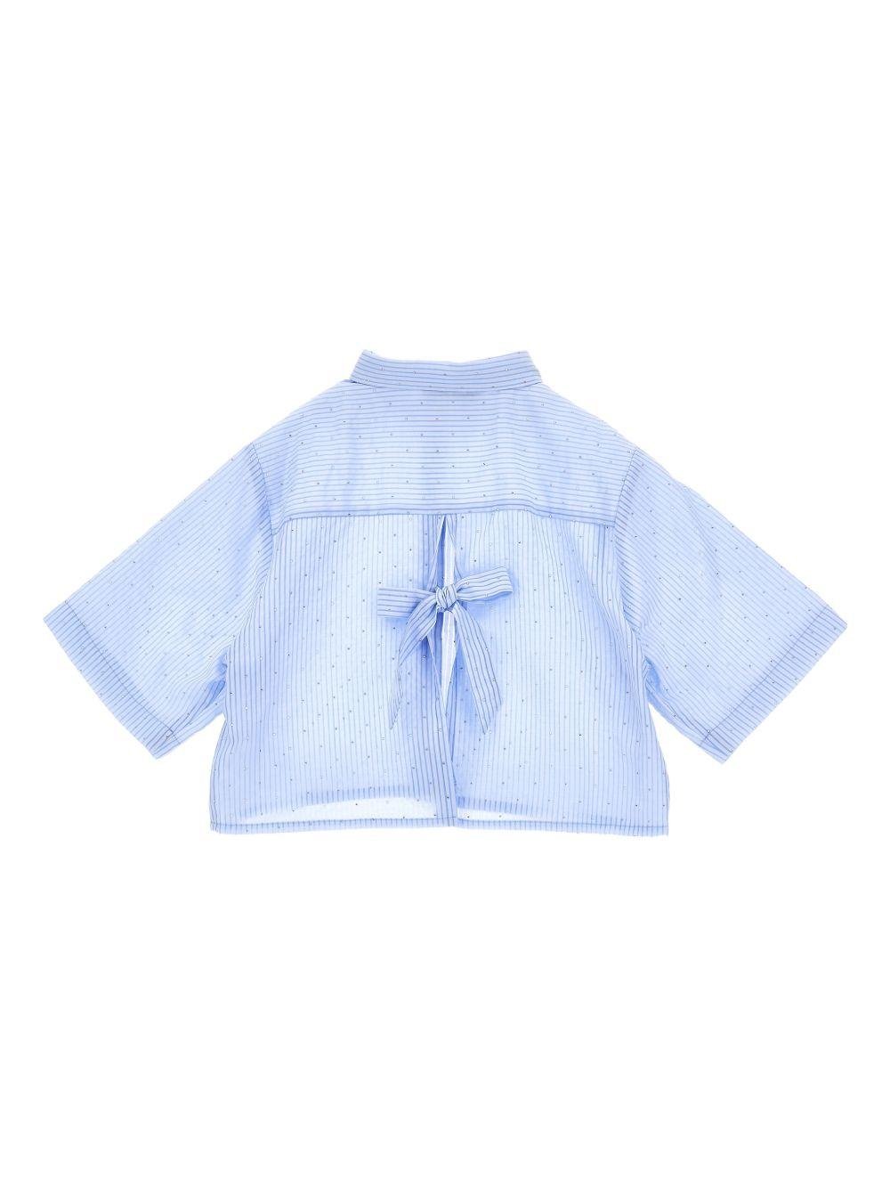 Camicia per bambina Philosophy di Lorenzo Serafini Kids azzurra con design a righe - Rubino Kids