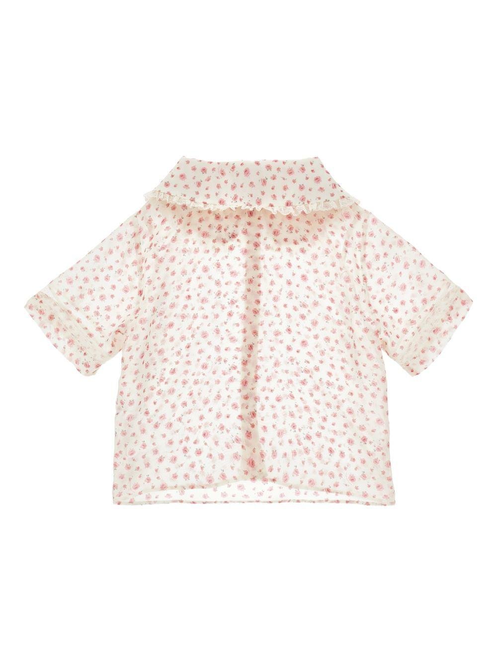 Camicia per bambina Philosophy di Lorenzo Serafini Kids bianca con stampa a fiori - Rubino Kids