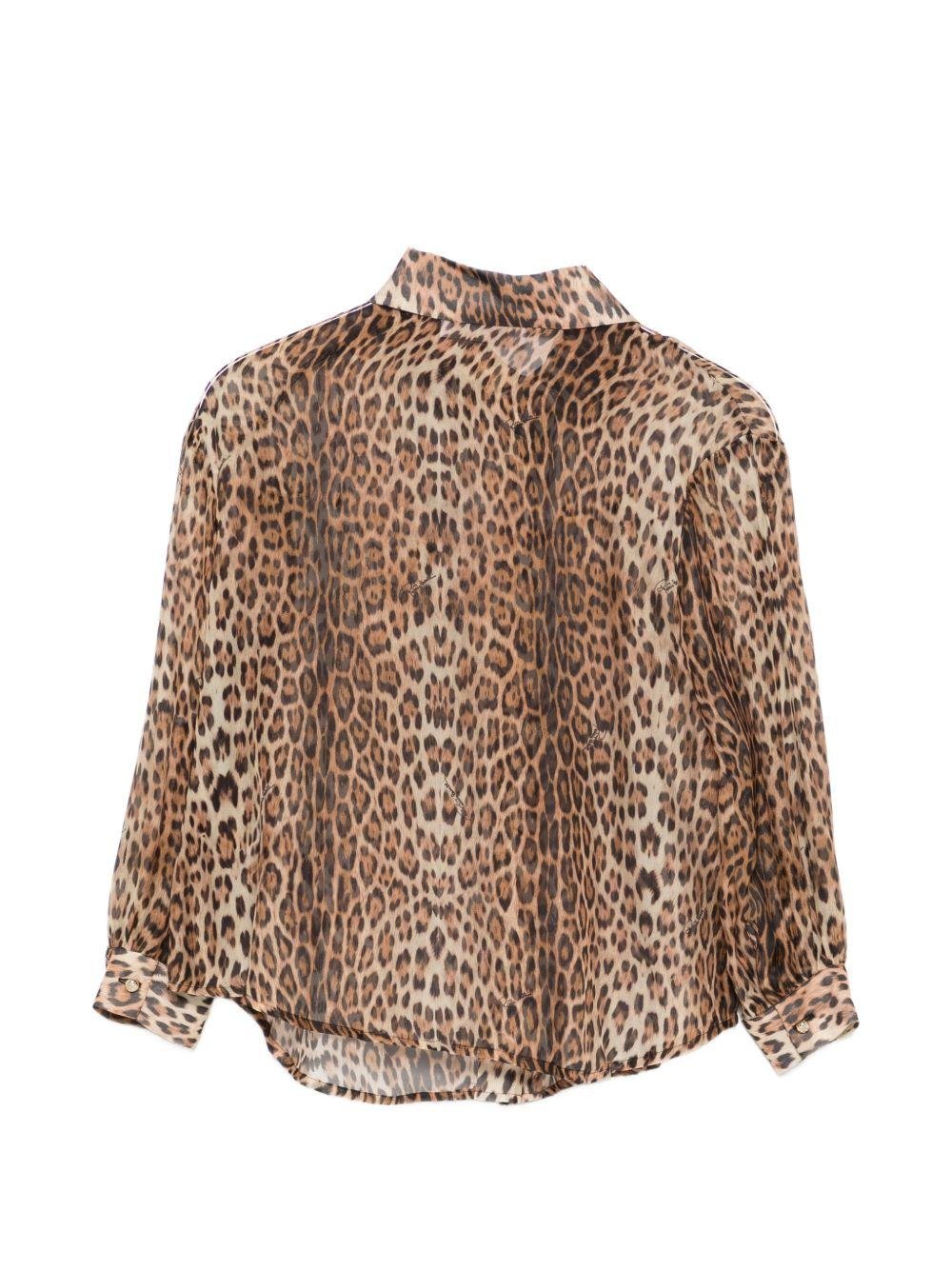 Camicia per bambina Roberto Cavalli Kids animalier con placca con logo sul davanti - Rubino Kids