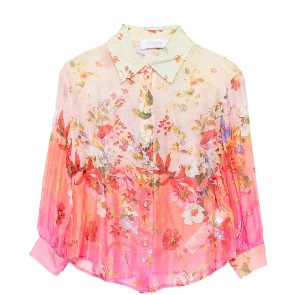 Camicia per bambina Roberto Cavalli Kids multicolore con stampa floreale all - over - Rubino Kids