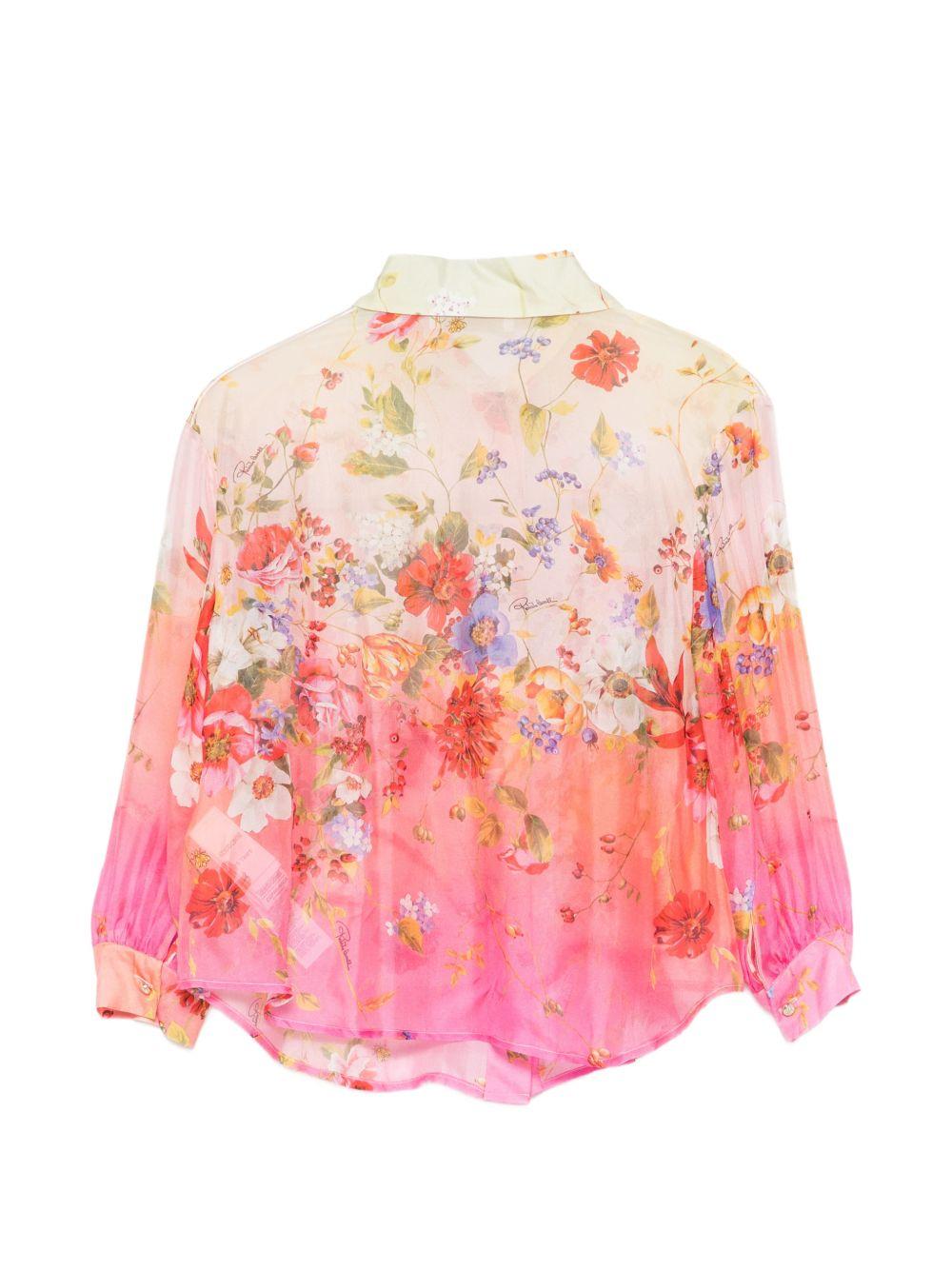 Camicia per bambina Roberto Cavalli Kids multicolore con stampa floreale all - over - Rubino Kids