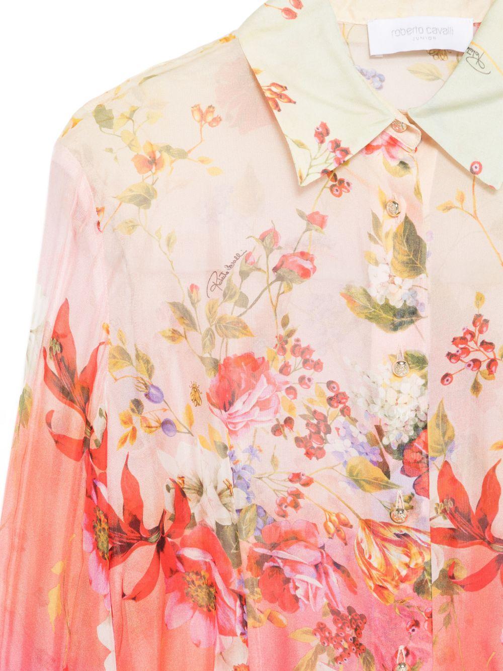 Camicia per bambina Roberto Cavalli Kids multicolore con stampa floreale all - over - Rubino Kids