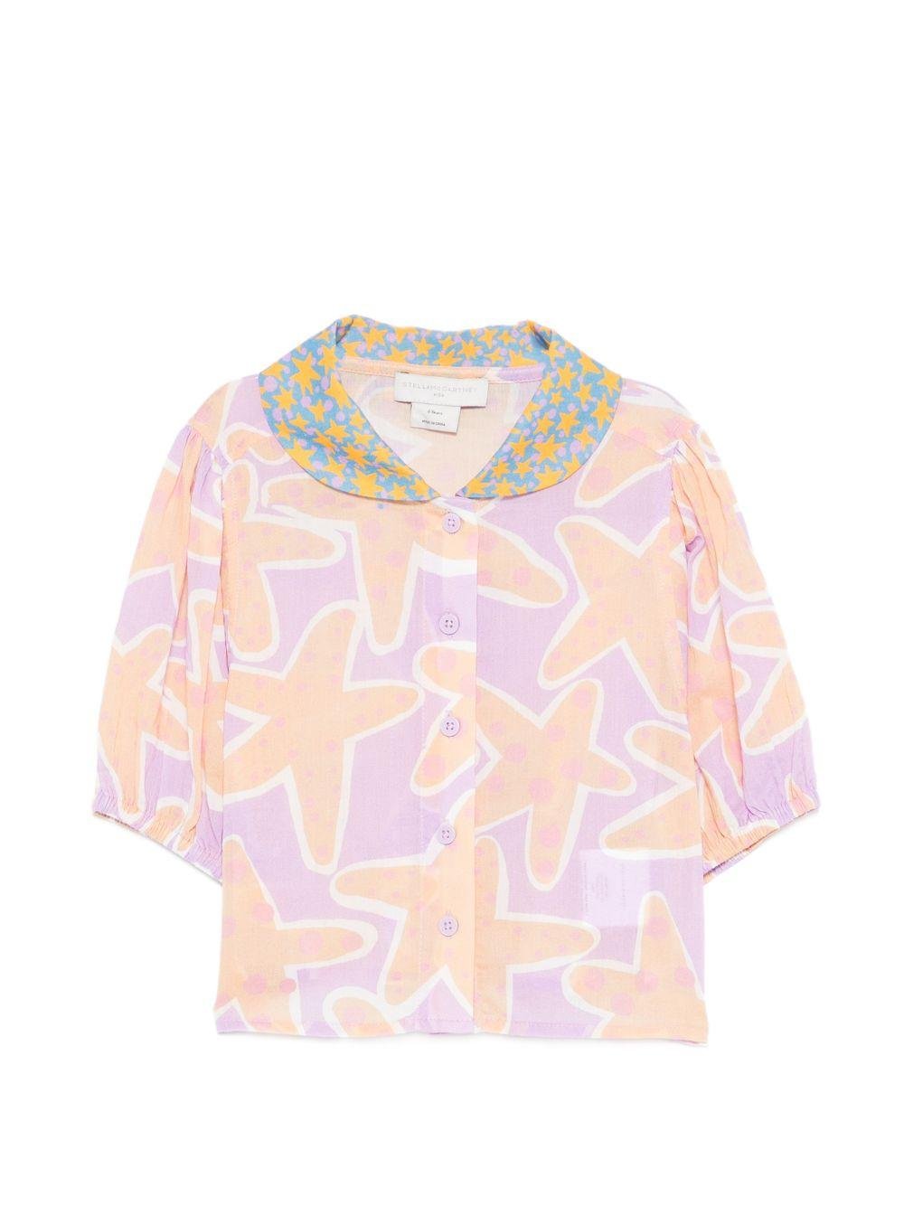 Camicia per bambina Stella McCartney Kids multicolore con stampa stelle marine - Rubino Kids