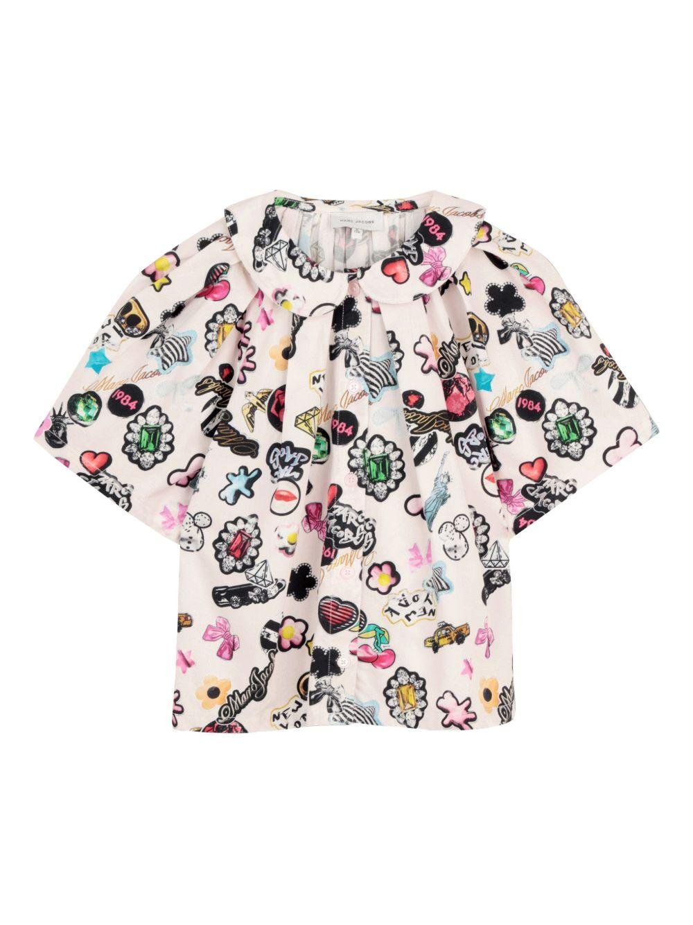 Camicia per bambina The Marc Jacobs Kids bianca con colletto alla Peter Pan - Rubino Kids