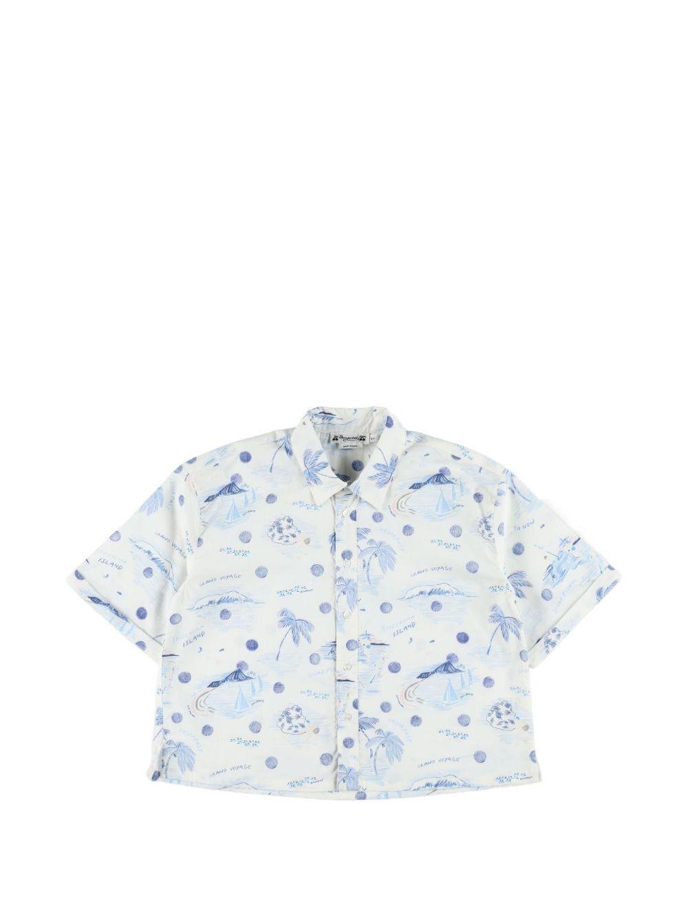 Camicia per bambino Bonpoint bianca con stampa grafica blu all - over - Rubino Kids