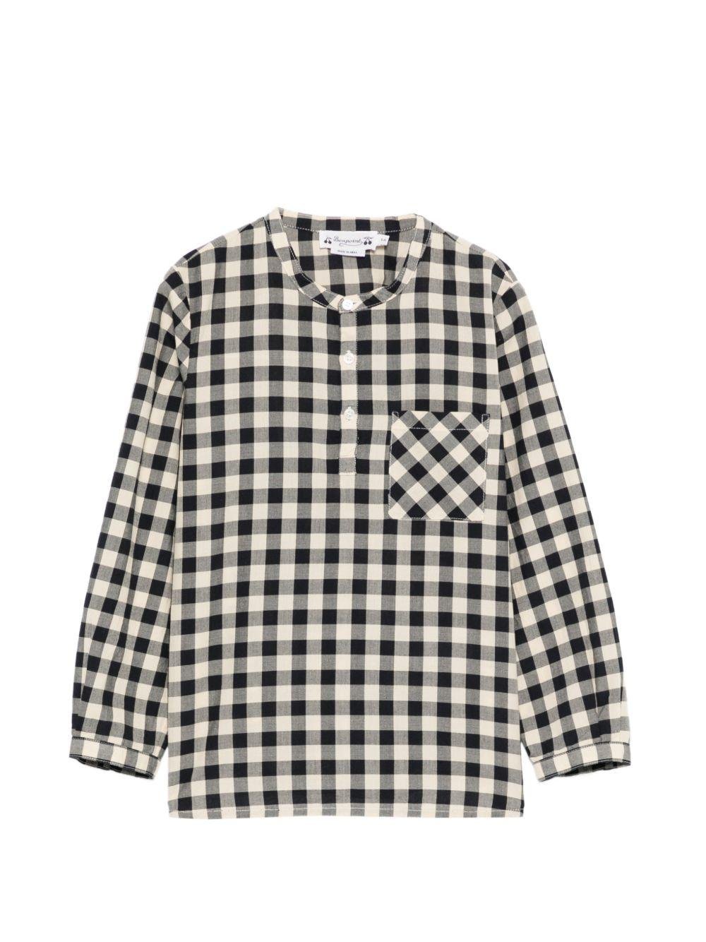 Camicia per bambino Bonpoint bianca e nera con design a quadri - Rubino Kids