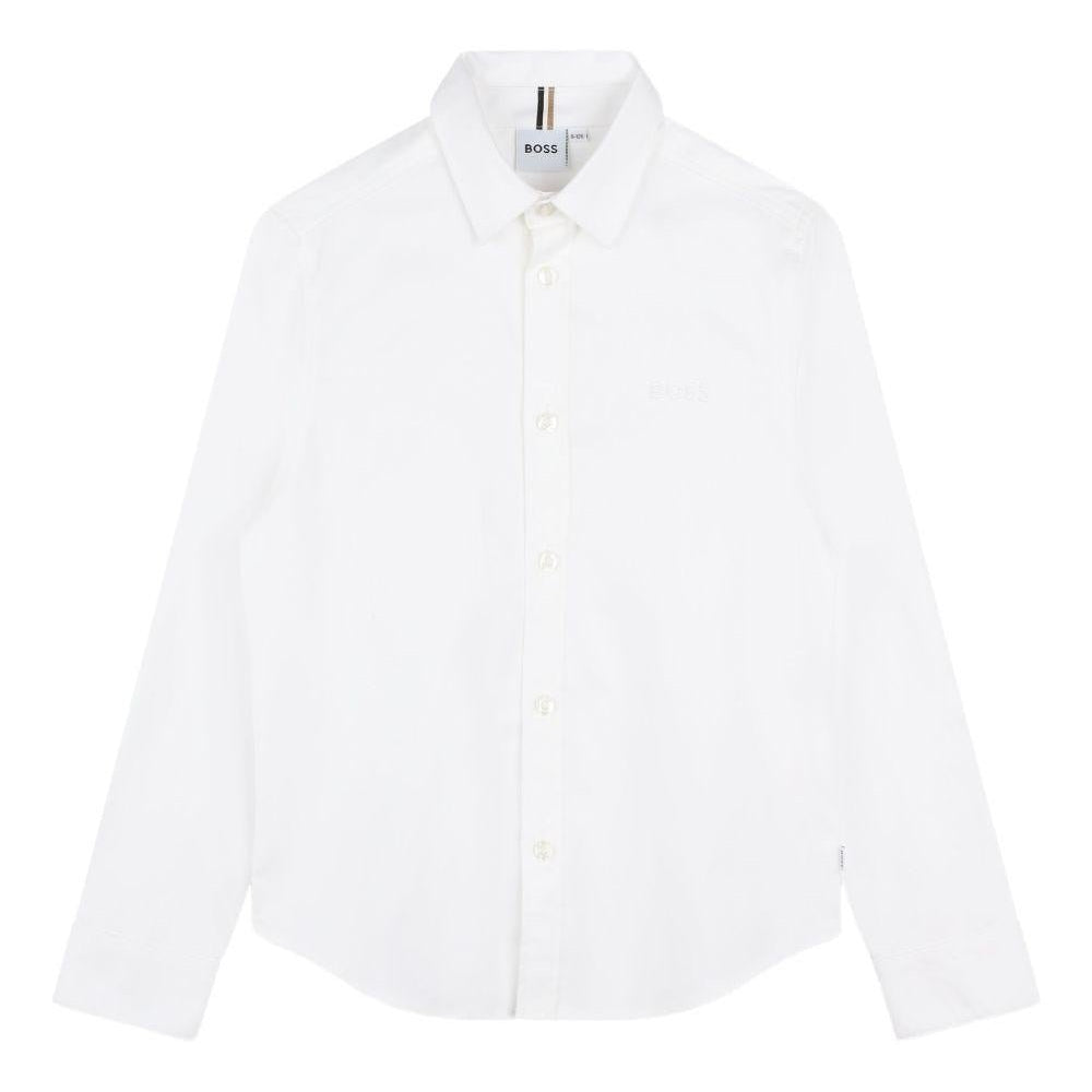 Camicia per bambino Boss Kids bianca con logo ricamato - Rubino Kids