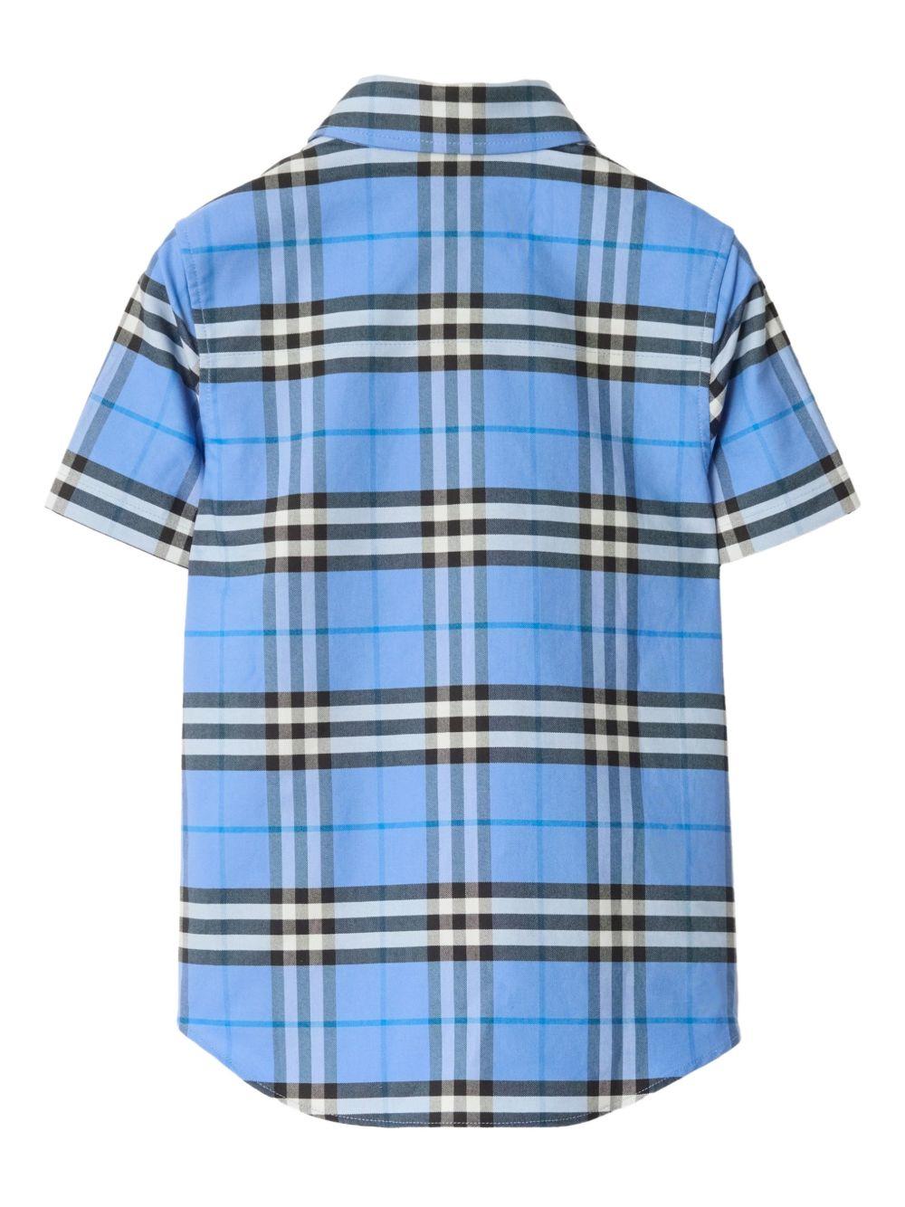 Camicia per bambino Burberry Kids azzurra con motivo a quadri - Rubino Kids