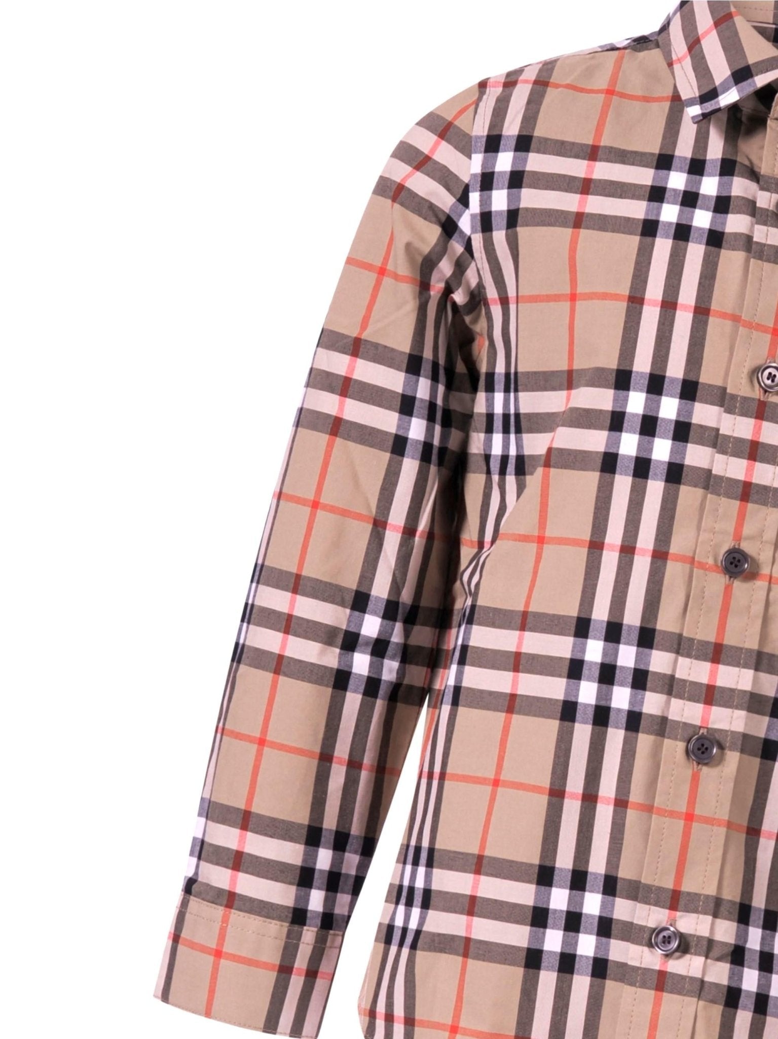 Camicia per bambino Burberry Kids beige con colletto a punta - Rubino Kids