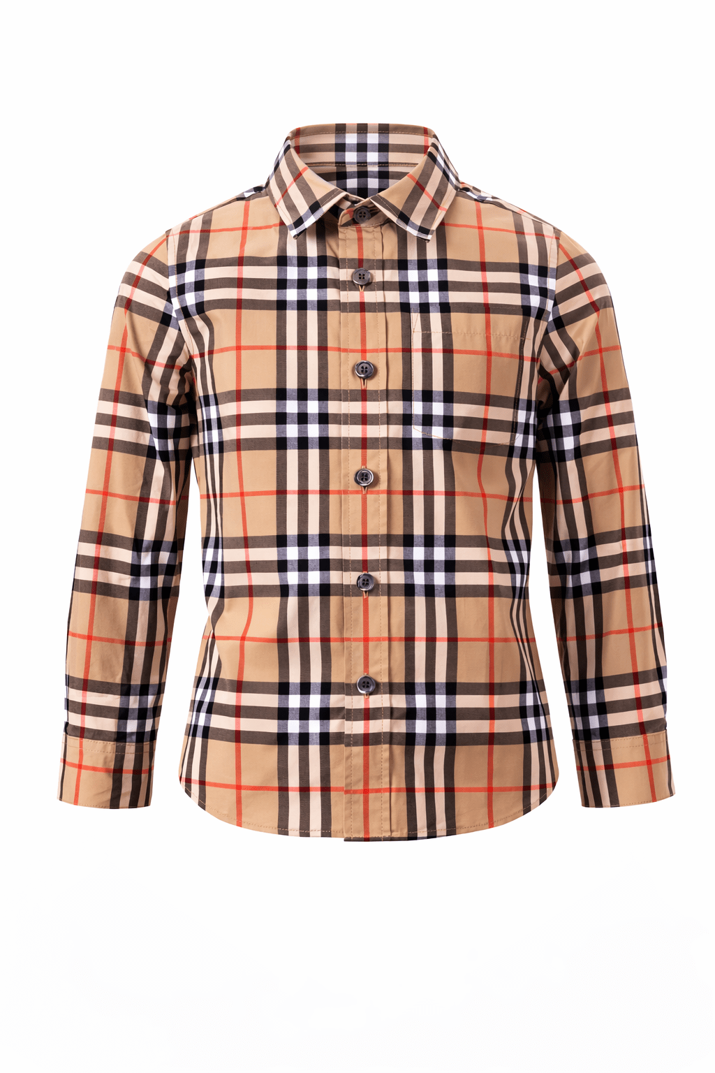 Camicia per bambino Burberry Kids beige con colletto a punta - Rubino Kids