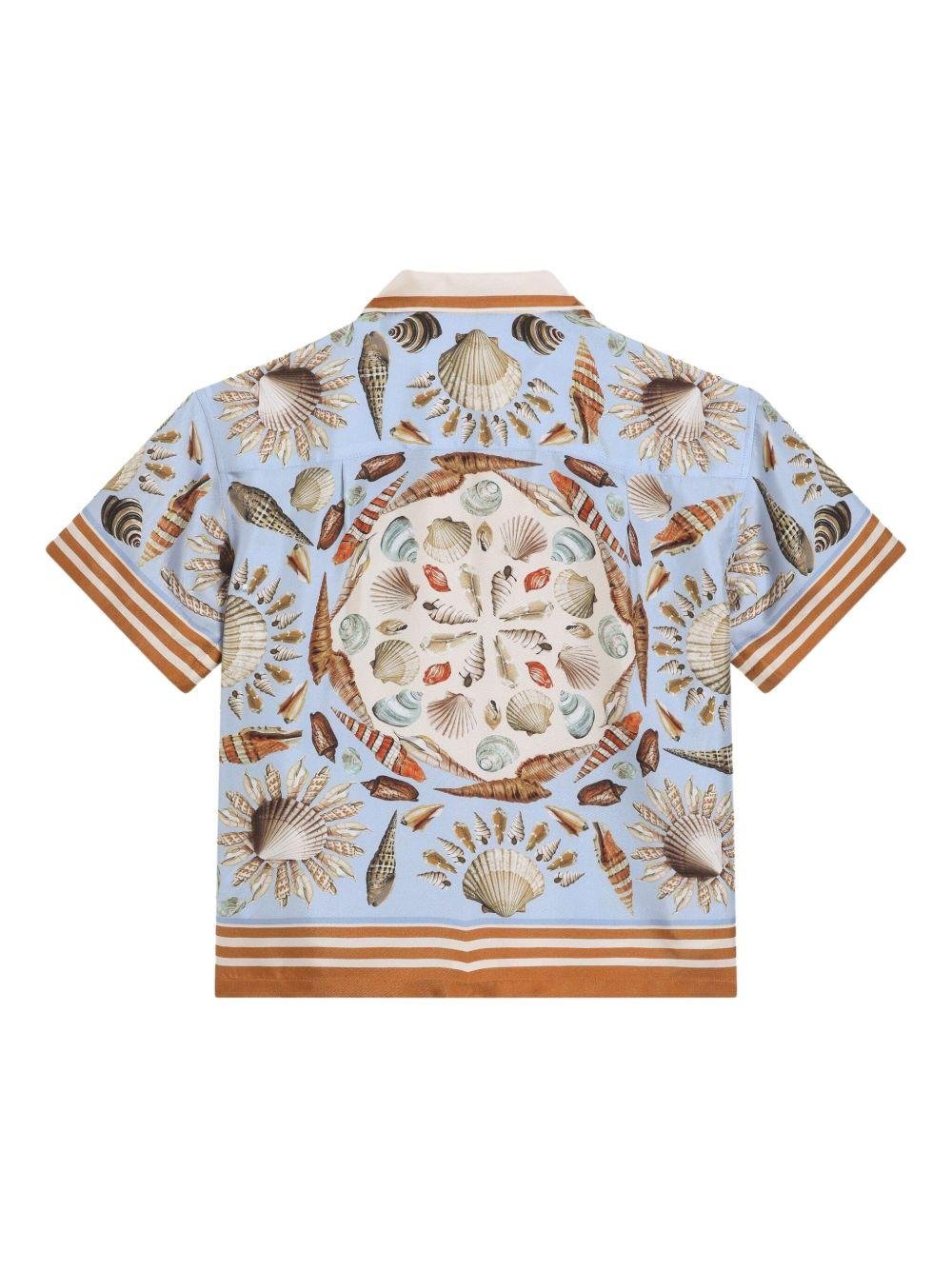 Camicia per bambino Dolce & Gabbana Kids azzurra con stampa grafica all - over - Rubino Kids