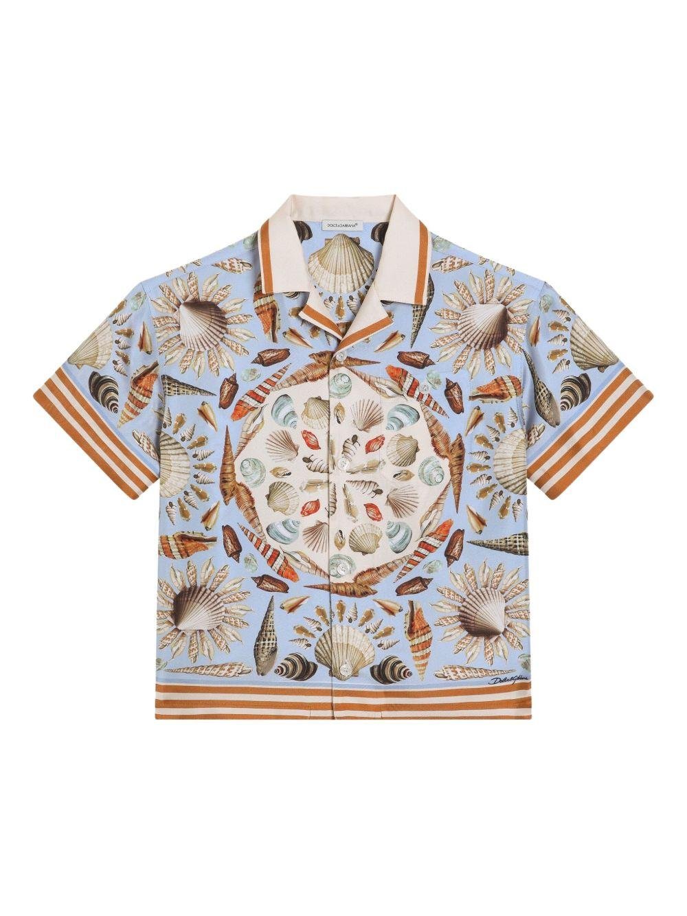 Camicia per bambino Dolce & Gabbana Kids azzurra con stampa grafica all - over - Rubino Kids
